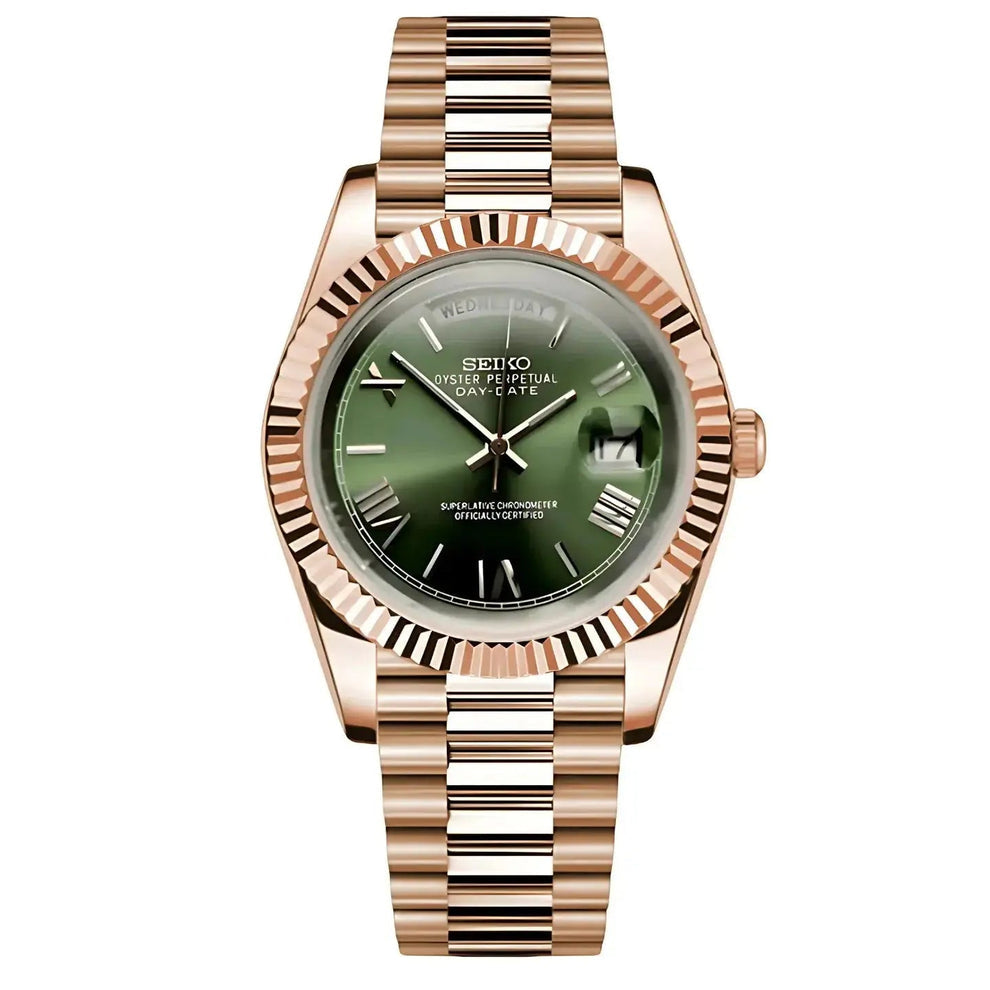 SeikoDate olive green roman rose