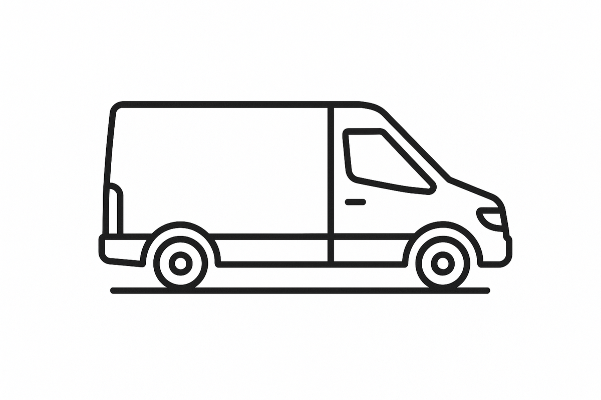 maar een open icon van een simpele bestelbus/bezorgbus